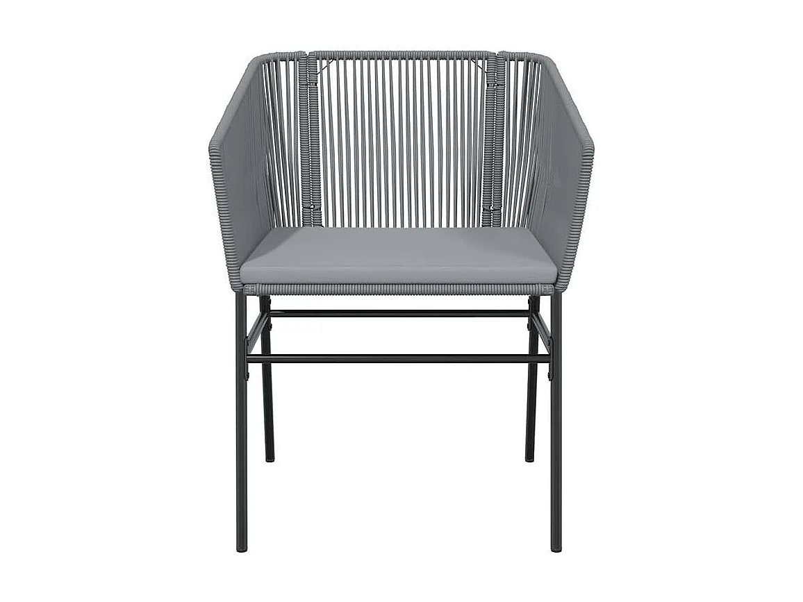 Ensemble à manger jardin coussins 5 pcs gris poly rotin verre