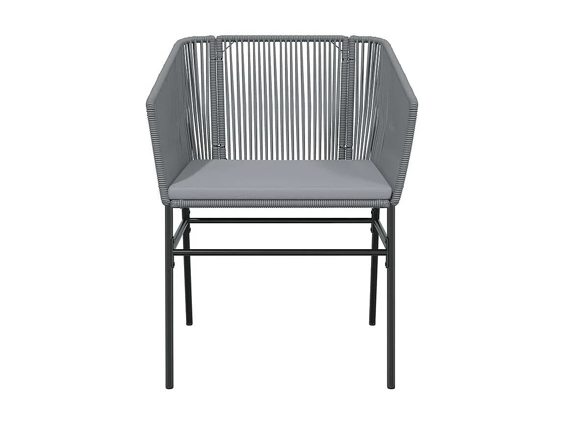 Ensemble à manger jardin coussins 5 pcs gris poly rotin verre