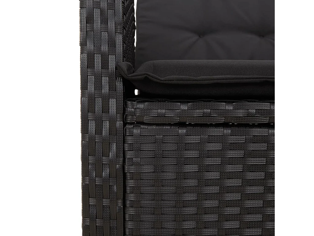 Ensemble à manger de jardin 9pcs coussins noir résine tressée