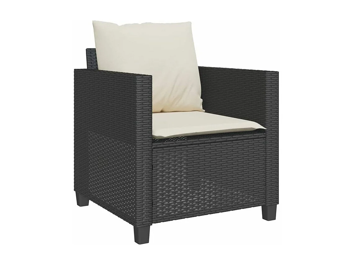 Ensemble de bistro 3 pcs avec coussins noir résine tressée