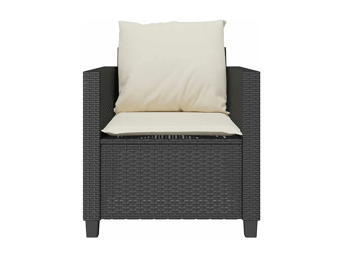 Ensemble de bistro 3 pcs avec coussins noir résine tressée