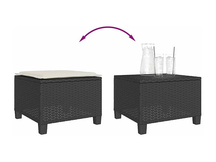 Ensemble de bistro 3 pcs avec coussins noir résine tressée