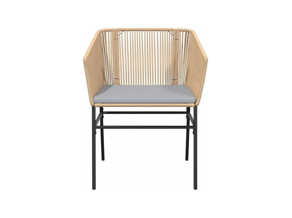 Ensemble à manger jardin coussins 5pcs marron poly rotin verre