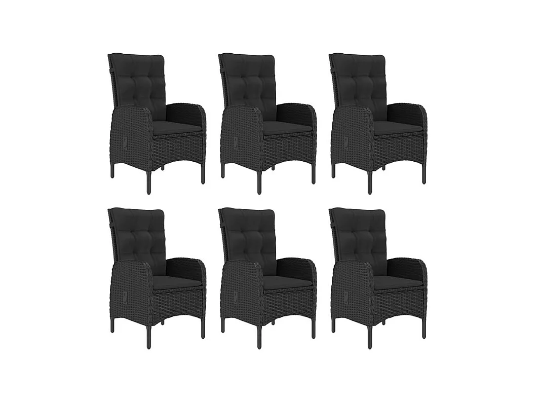 Ensemble de salle à manger de jardin 7 pcs Noir