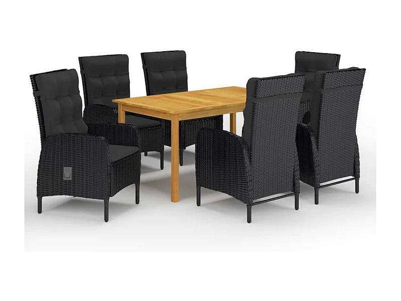 Ensemble de salle à manger de jardin 7 pcs Noir