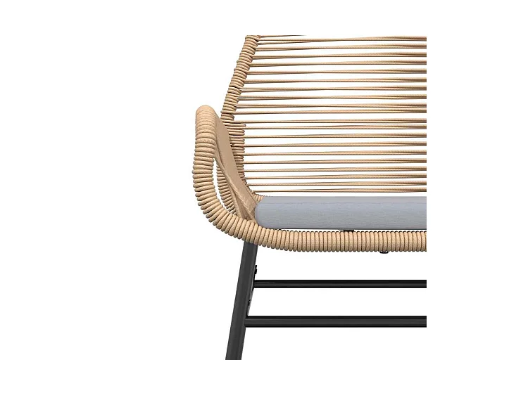 Ensemble à manger jardin coussins 5pcs marron poly rotin verre