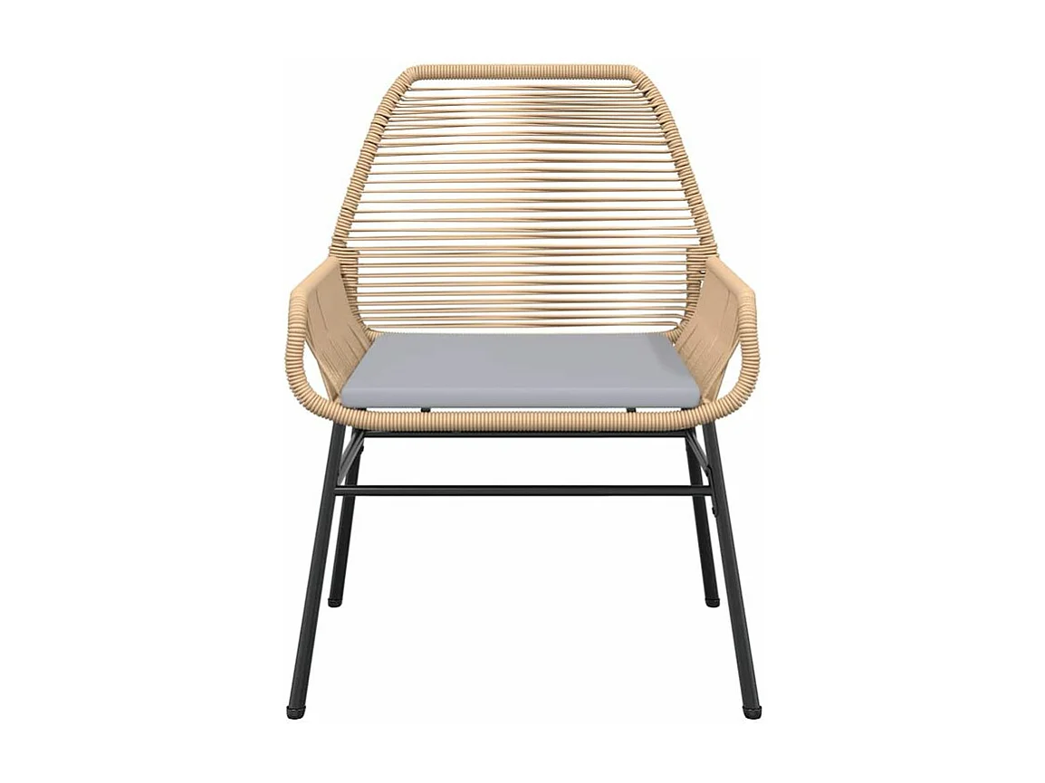 Ensemble à manger jardin coussins 5pcs marron poly rotin verre