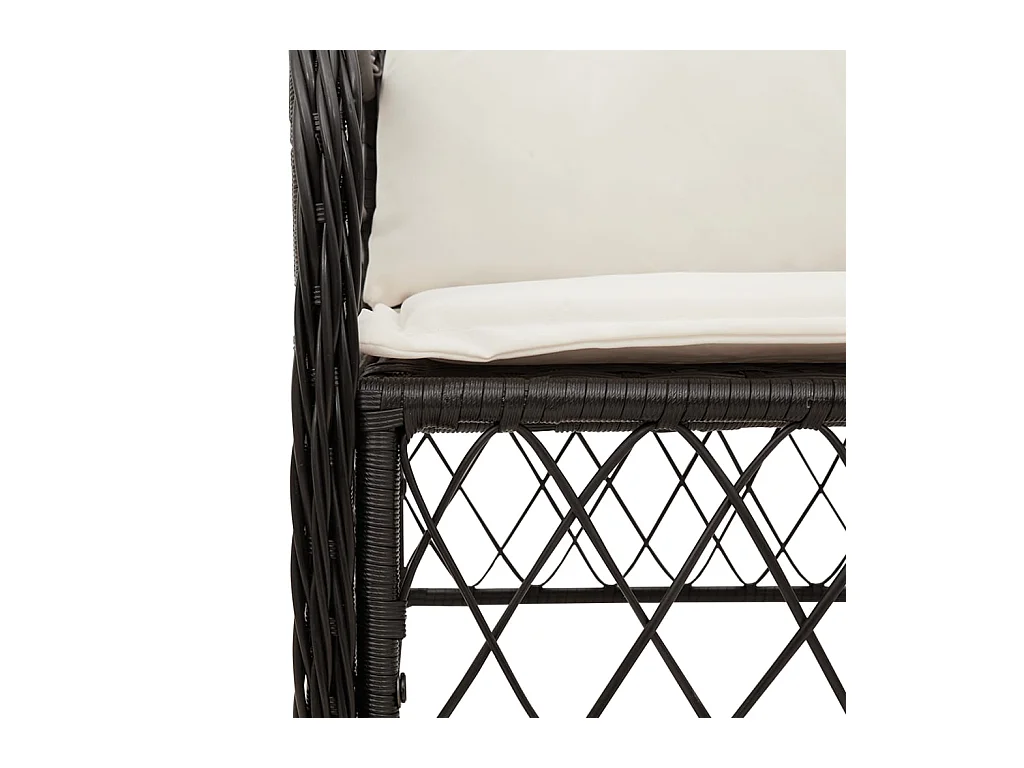 Ensemble de bistro 3 pcs avec coussins noir résine tressée