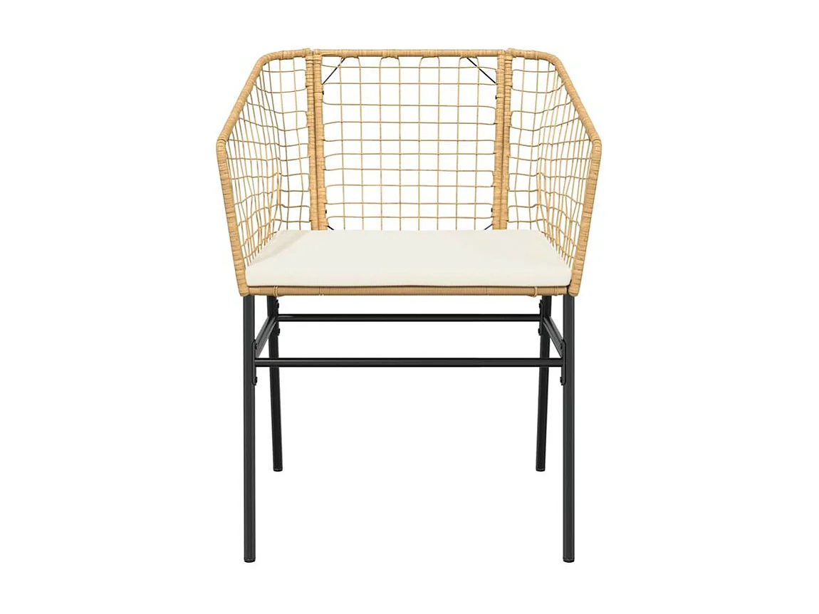 Ensemble à manger jardin coussins 7pcs marron poly rotin verre