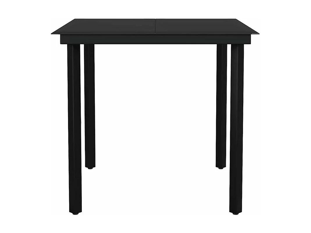 Ensemble à manger de jardin et coussins 5 pcs noir rotin verre