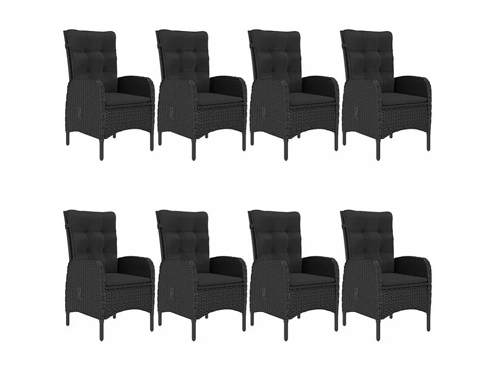 Ensemble de salle à manger de jardin 9 pcs Noir