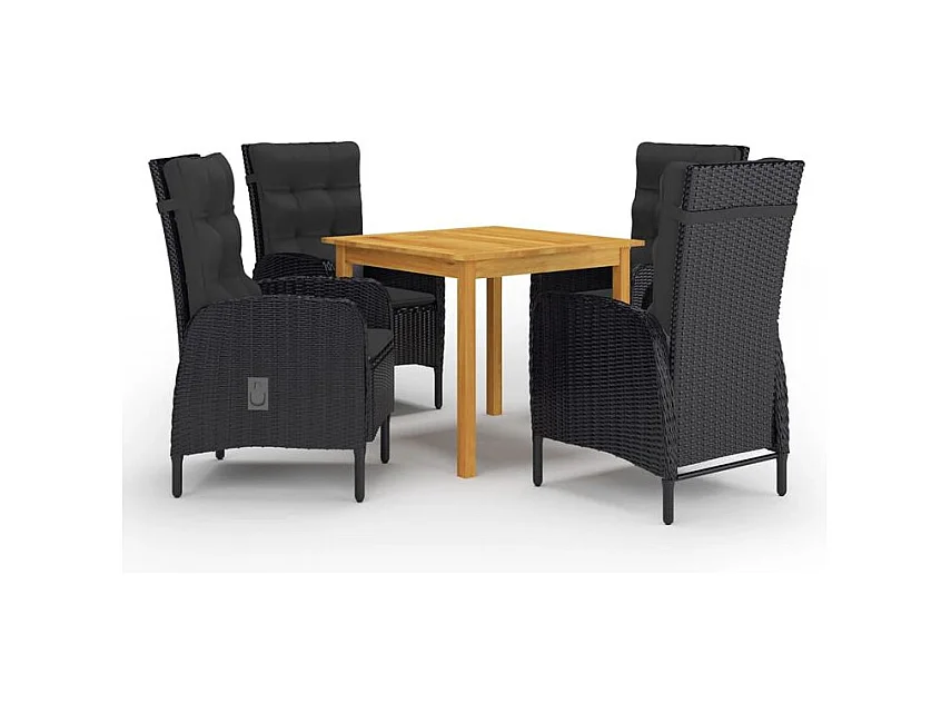 Ensemble de salle à manger de jardin 5 pcs Noir