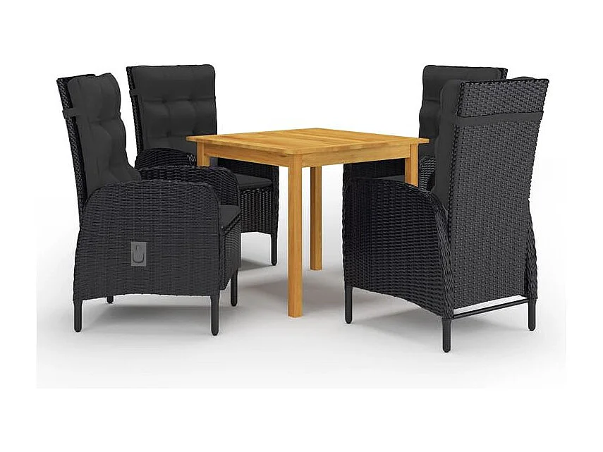 Ensemble de salle à manger de jardin 5 pcs Noir