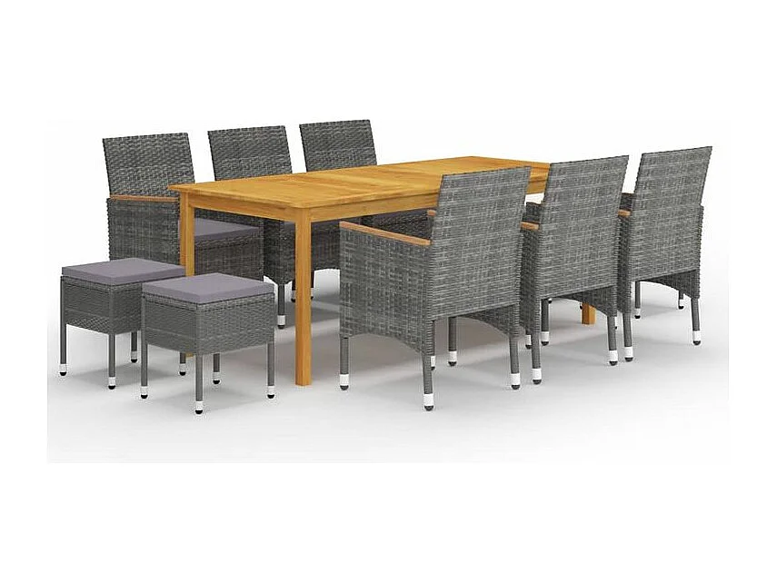 Ensemble à manger de jardin 11 pcs Gris