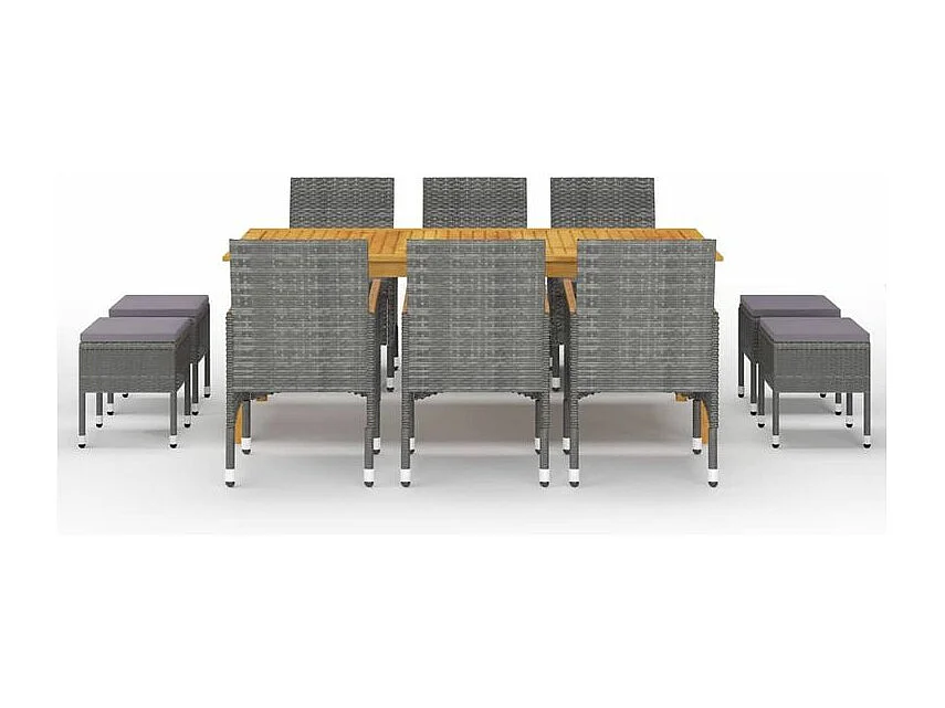 Ensemble à manger de jardin 11 pcs Gris