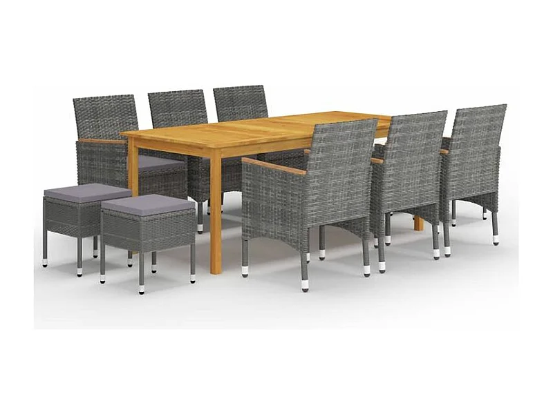 Ensemble à manger de jardin 11 pcs Gris