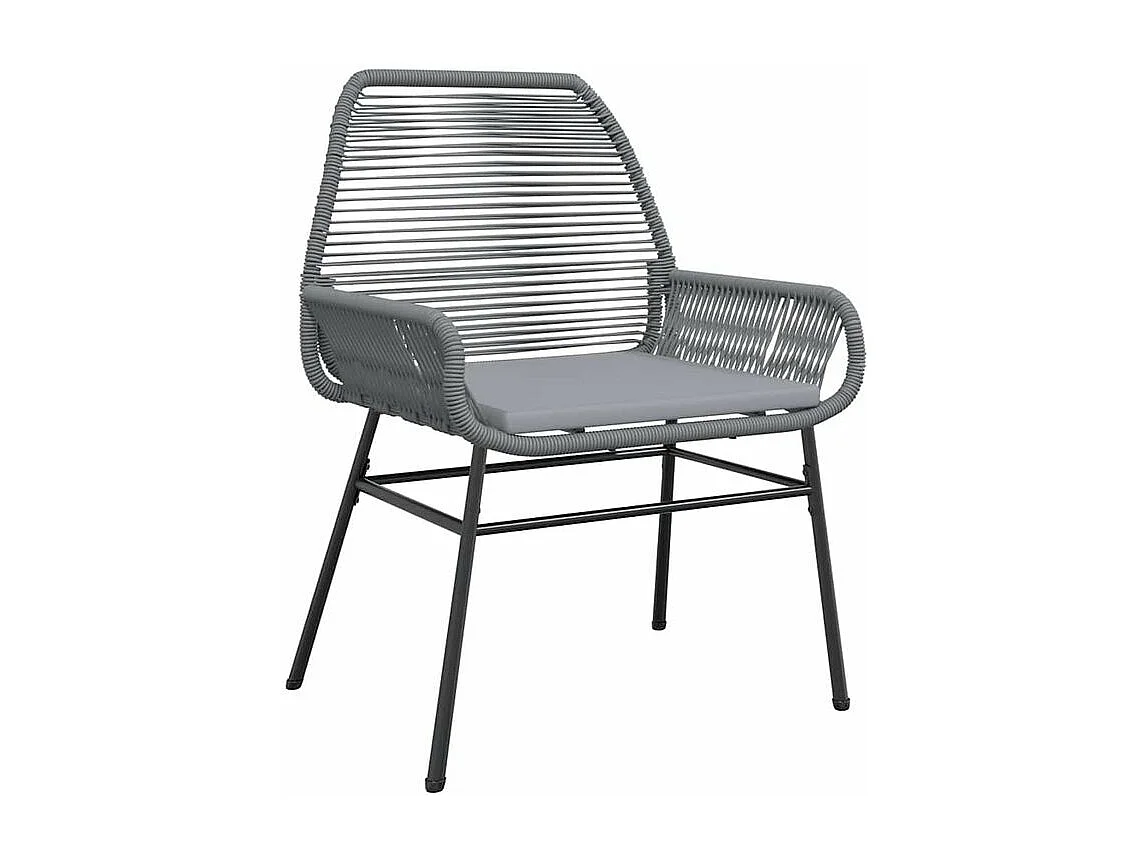 Ensemble à manger jardin coussins 5 pcs gris poly rotin verre