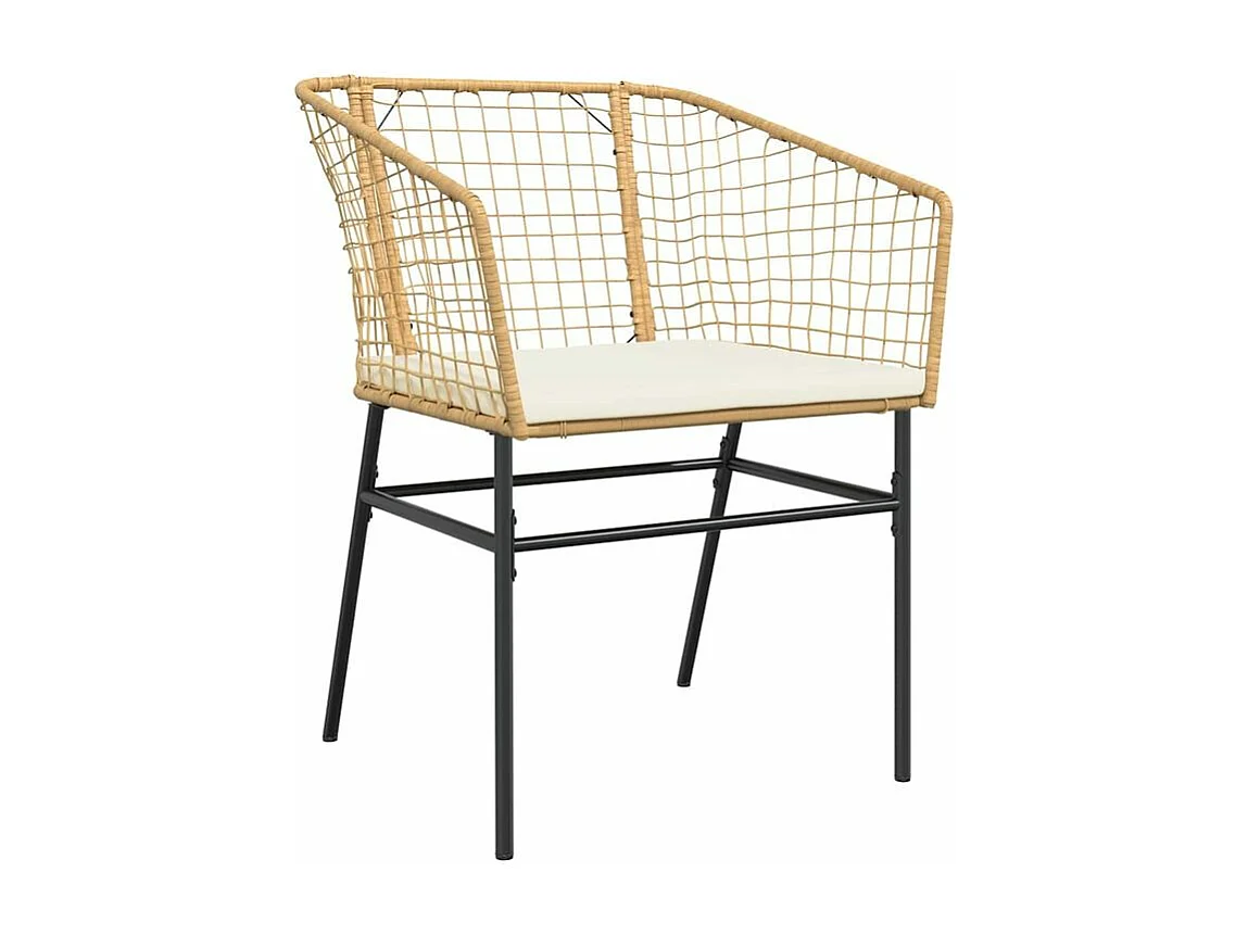 Ensemble à manger jardin coussins 5pcs marron poly rotin verre