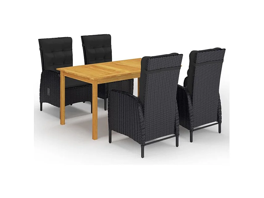 Ensemble de salle à manger de jardin 5 pcs Noir