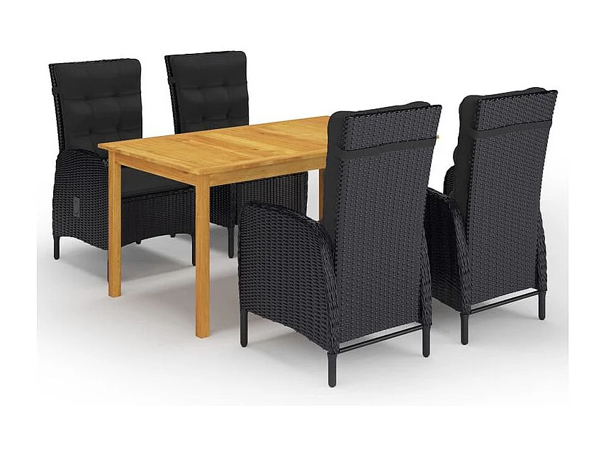 Ensemble de salle à manger de jardin 5 pcs Noir