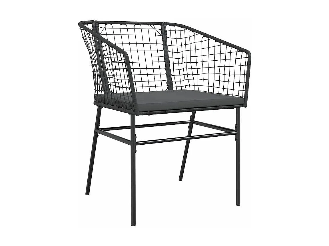 Ensemble à manger de jardin et coussins 3 pcs noir rotin verre