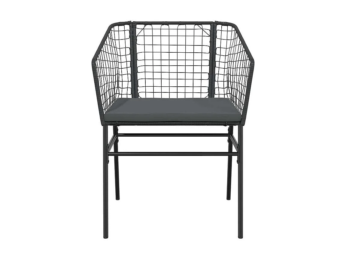 Ensemble à manger de jardin et coussins 3 pcs noir rotin verre