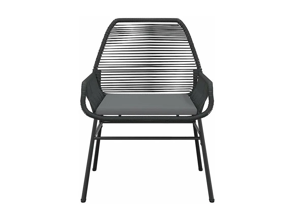 Ensemble à manger de jardin et coussins 3 pcs noir rotin verre