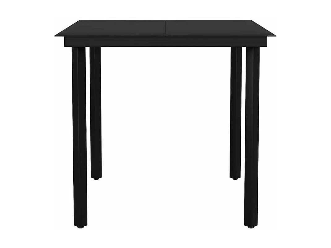 Ensemble à manger de jardin et coussins 3 pcs noir rotin verre