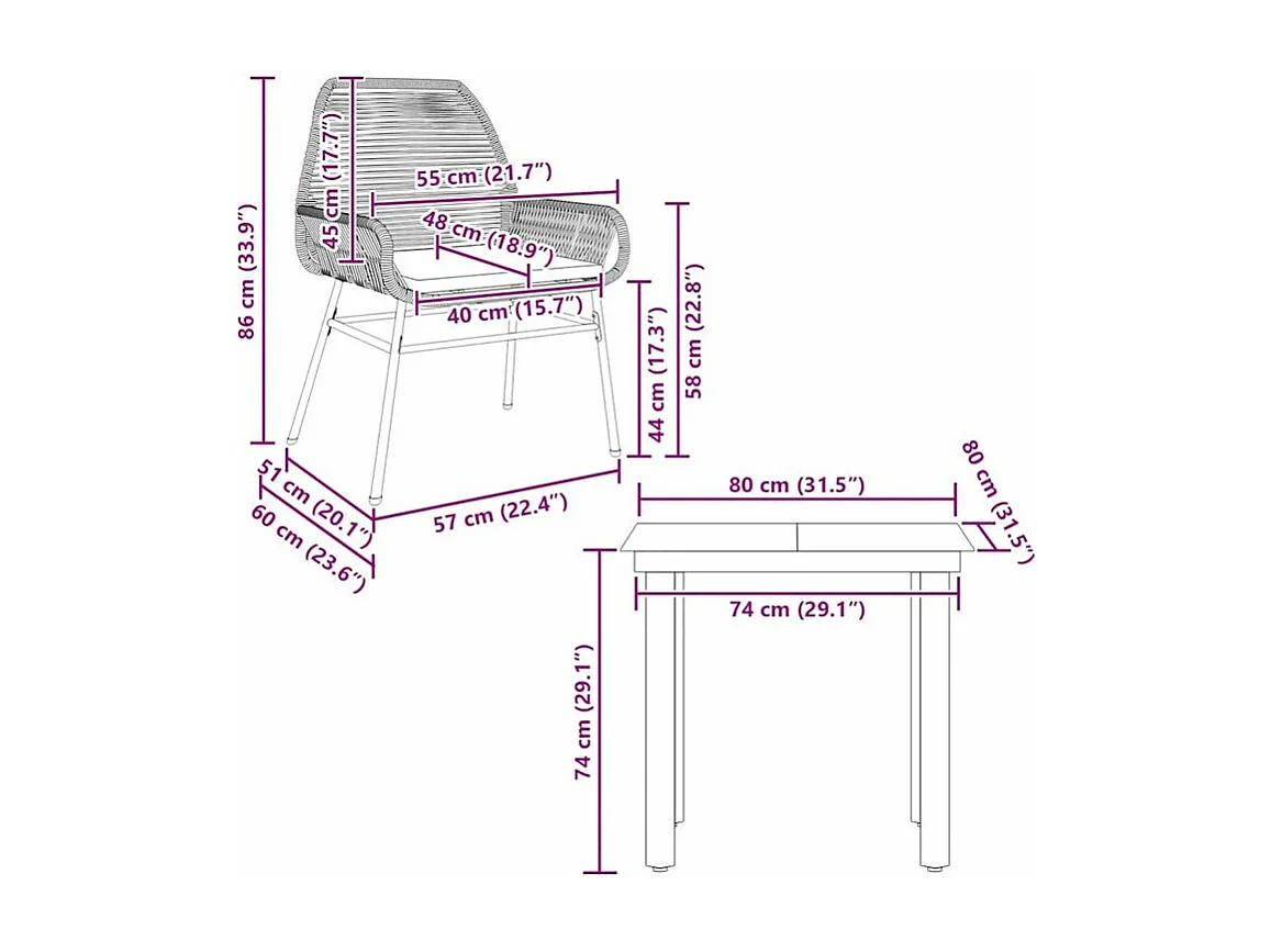 Ensemble à manger de jardin et coussins 3 pcs noir rotin verre