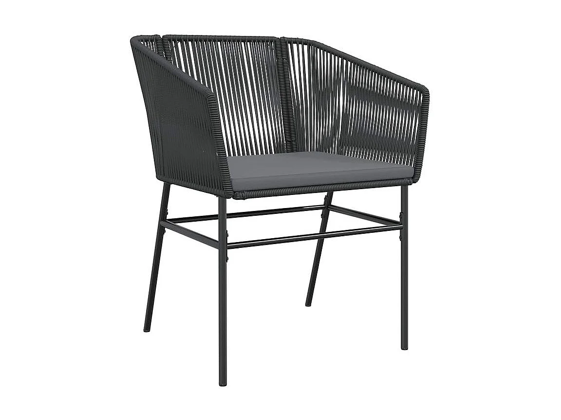 Ensemble à manger de jardin et coussins 5 pcs noir rotin verre