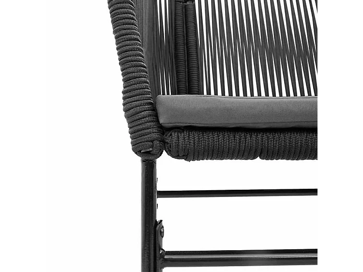 Ensemble à manger de jardin et coussins 5 pcs noir rotin verre