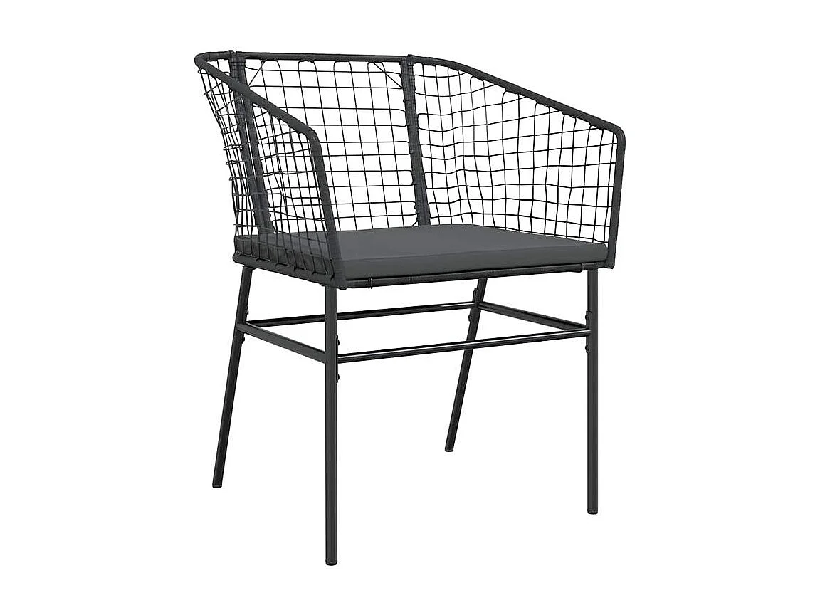 Ensemble à manger de jardin coussins 7pcs noir poly rotin verre