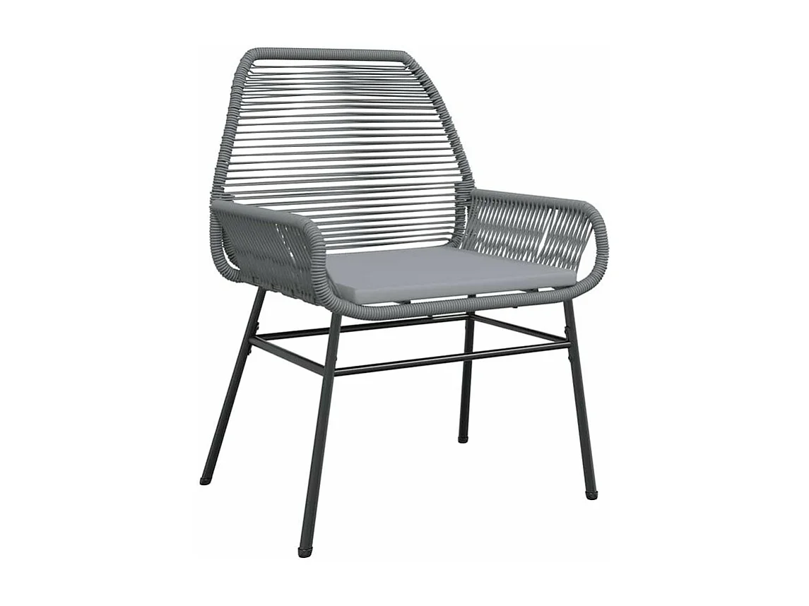 Ensemble à manger jardin coussins 7 pcs gris poly rotin verre