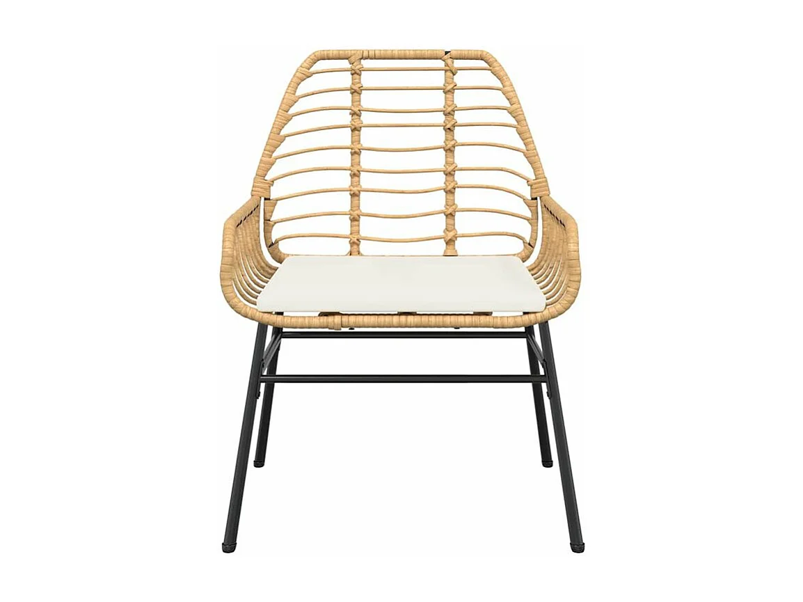 Ensemble à manger jardin coussins 5pcs marron poly rotin verre