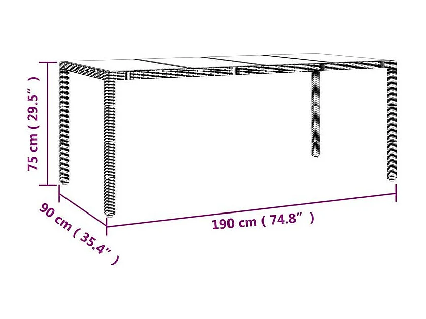 Ensemble à manger de jardin 9pcs coussins noir résine tressée
