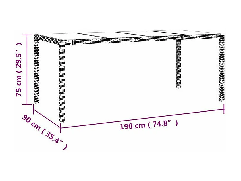 Ensemble à manger de jardin 9pcs coussins noir résine tressée