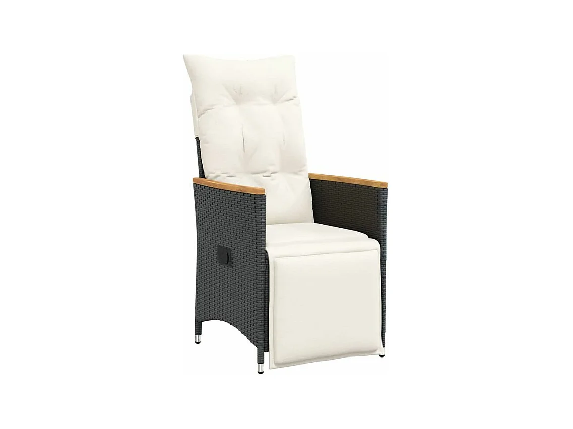 Ensemble de bistro 3 pcs avec coussins noir résine tressée