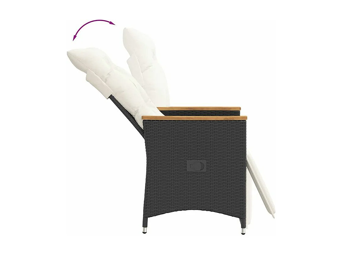 Ensemble de bistro 3 pcs avec coussins noir résine tressée