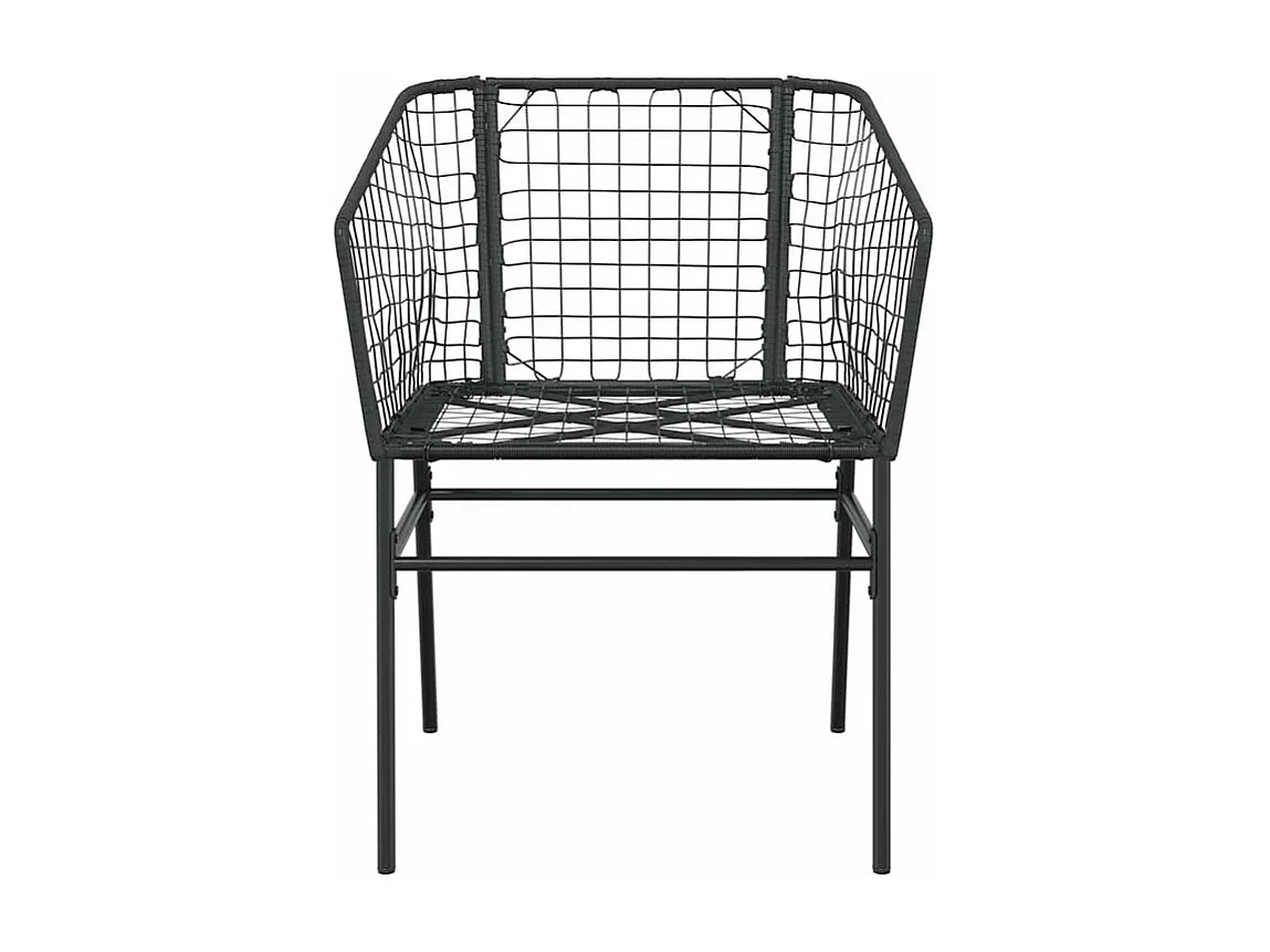 Ensemble à manger de jardin 3 pcs noir résine tressée verre