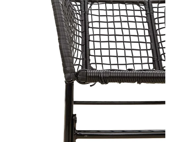 Ensemble à manger de jardin 3 pcs noir résine tressée verre