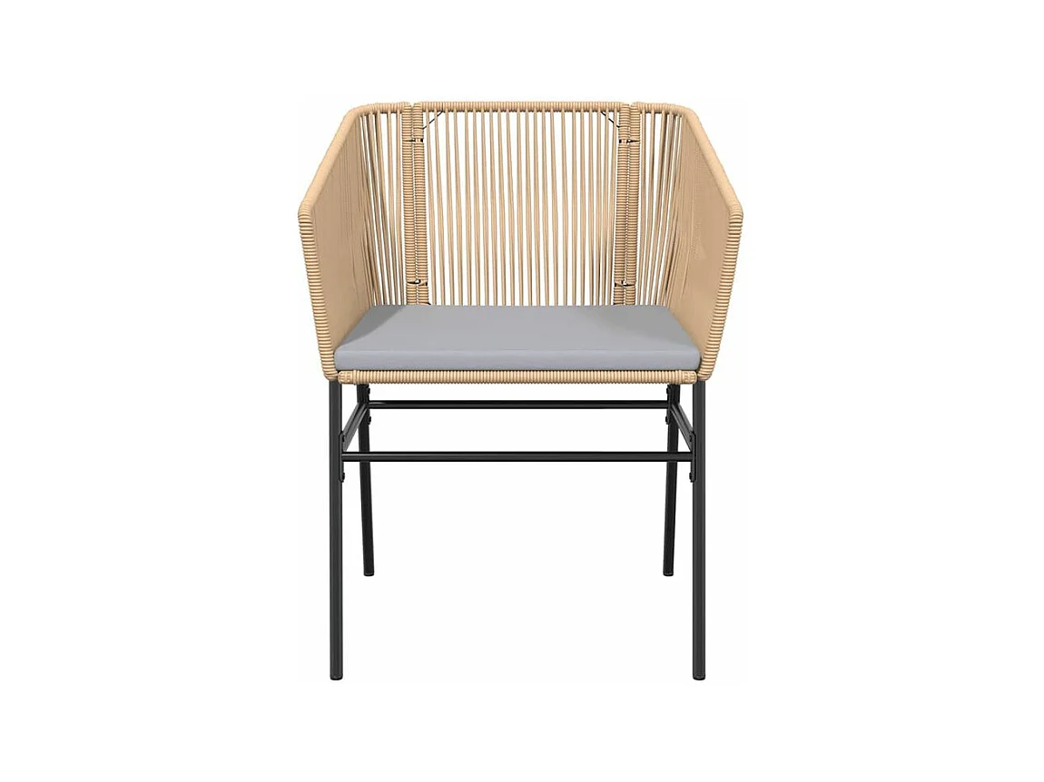 Ensemble à manger jardin coussins 7pcs marron poly rotin verre