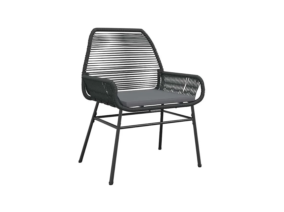 Ensemble à manger de jardin et coussins 5 pcs noir rotin verre