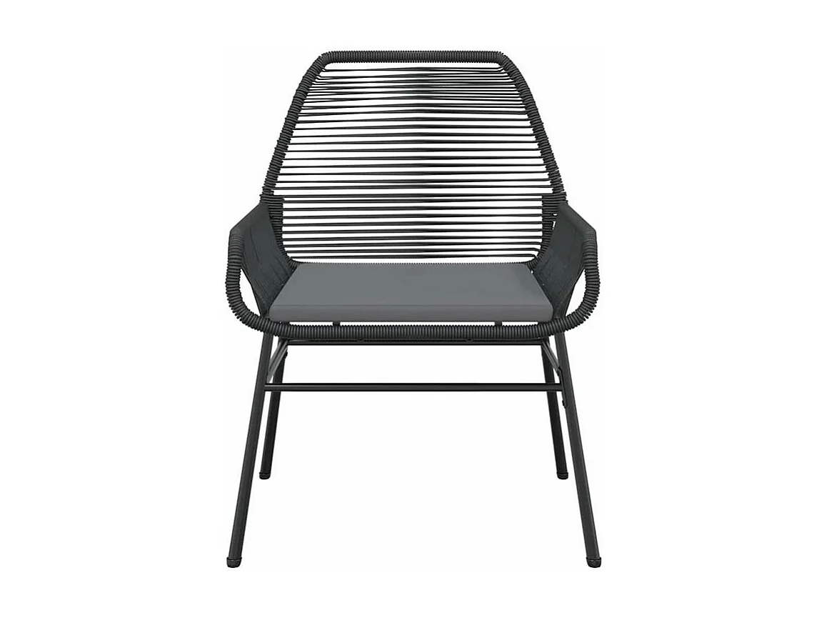 Ensemble à manger de jardin coussins 7pcs noir poly rotin verre