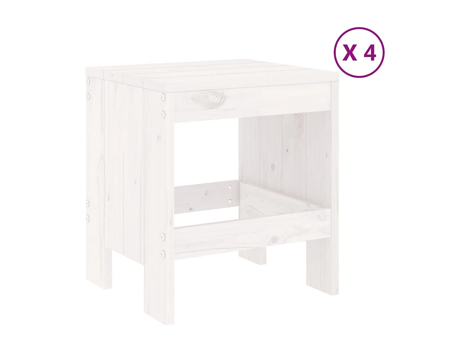 Ensemble à manger de jardin 5pcs blanc bois massif de pin