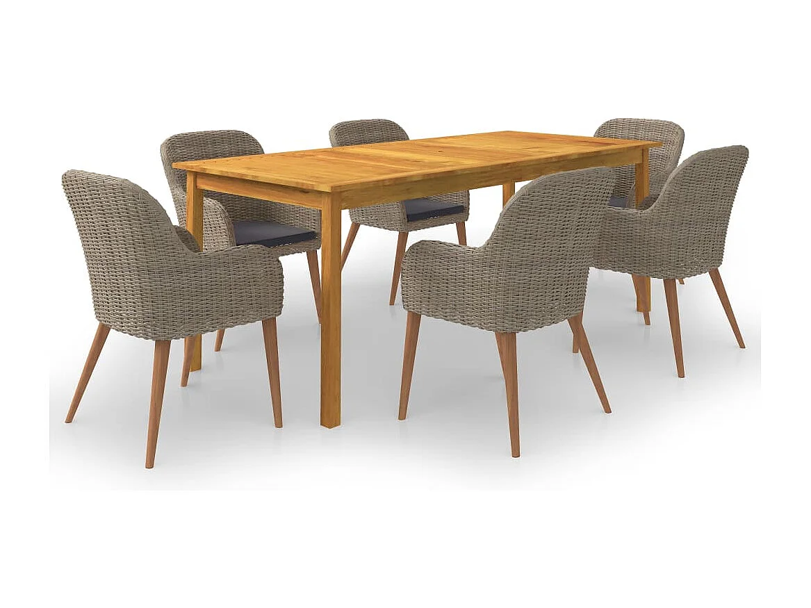 Ensemble de salle à manger de jardin 7 pcs Marron 2