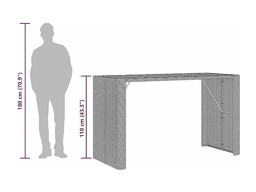 Ensemble de bar de jardin 5 pcs avec coussins gris poly rotin