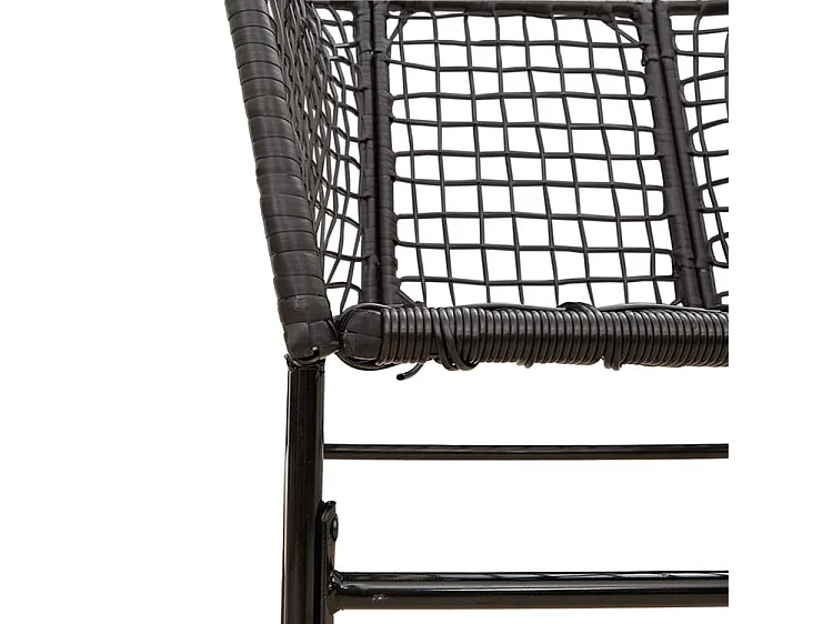 Ensemble à manger de jardin 5 pcs noir résine tressée verre