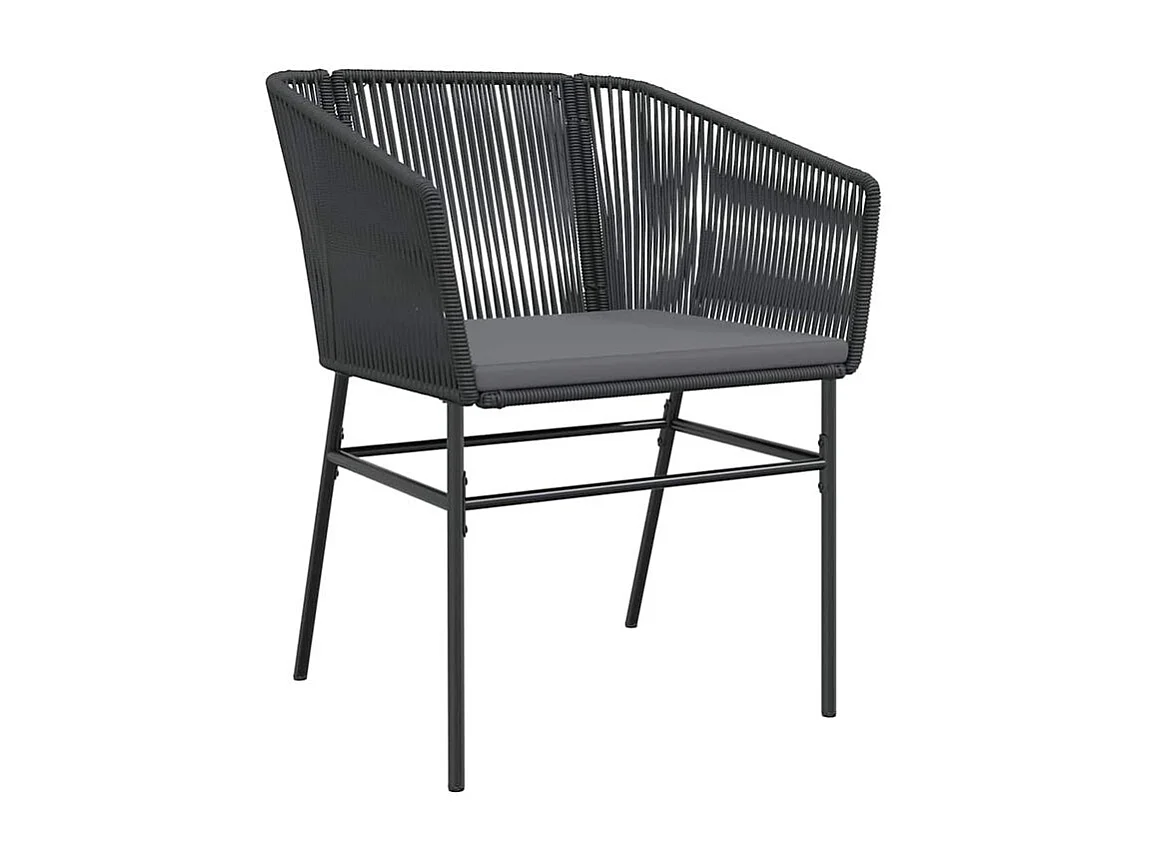 Ensemble à manger de jardin et coussins 3 pcs noir rotin verre