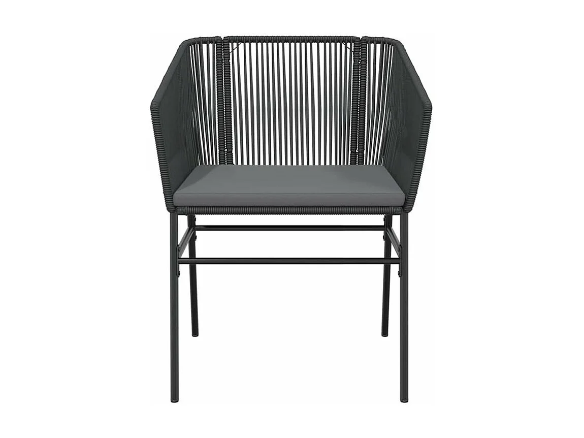 Ensemble à manger de jardin et coussins 3 pcs noir rotin verre