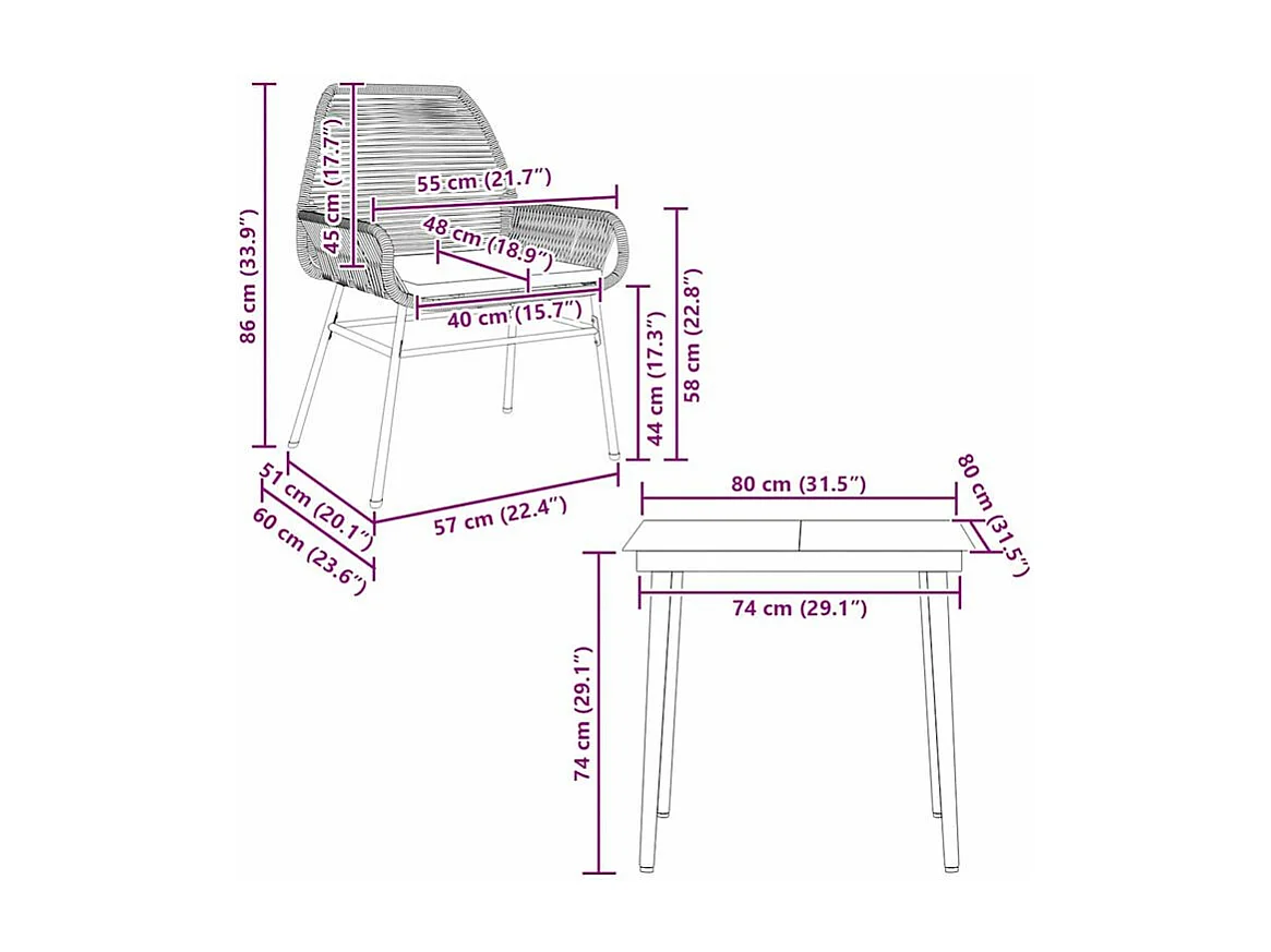 Ensemble à manger de jardin et coussins 3 pcs noir rotin verre